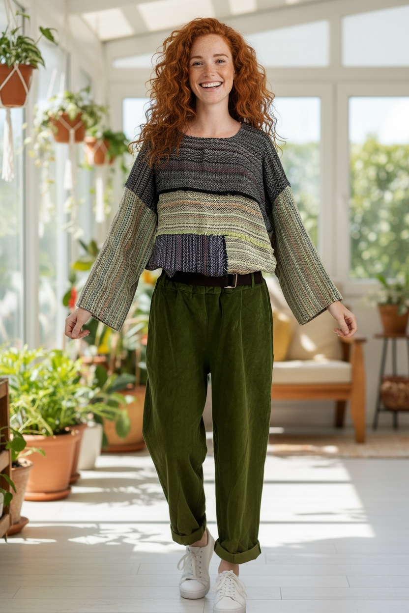 Patchwork Dokuma Kadın Bluz – Tek Üretim, %100 Pamuk, Sürdürülebilir Tasarım