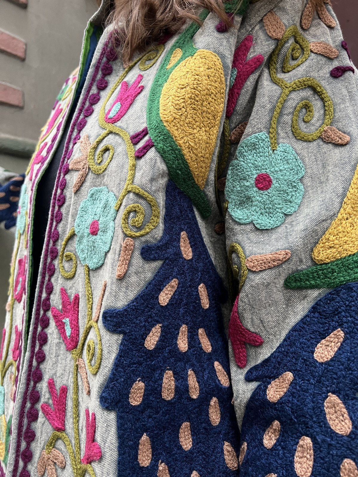 Suzani İşlemeli El Yapımı Bohem Kadın Ceket Mont – %100 Pamuk | Hindistan Üretimi