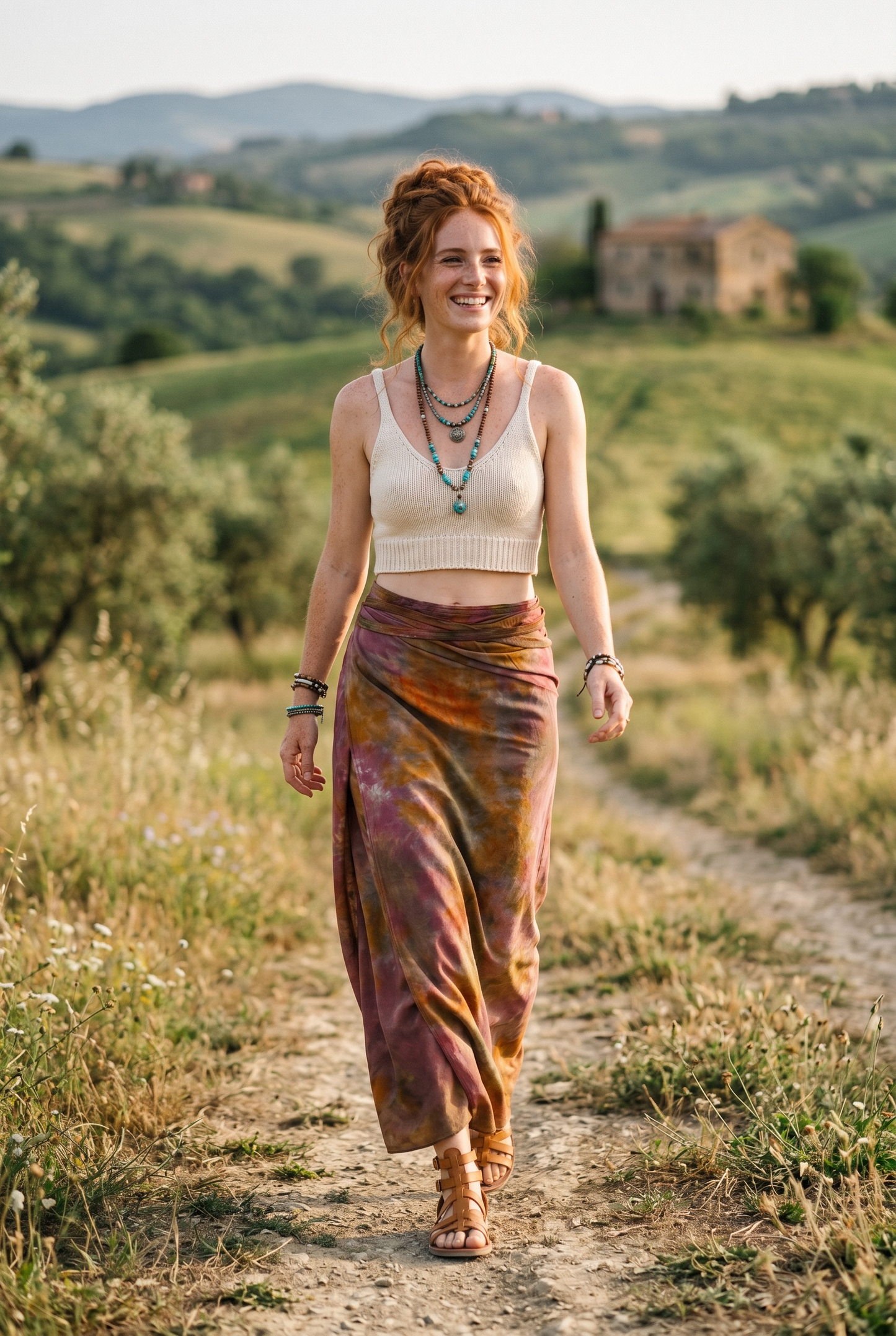 Terra Glow Batik Sarong – Renk Geçişli Viskon Çok Amaçlı Sarong Etek & Elbise