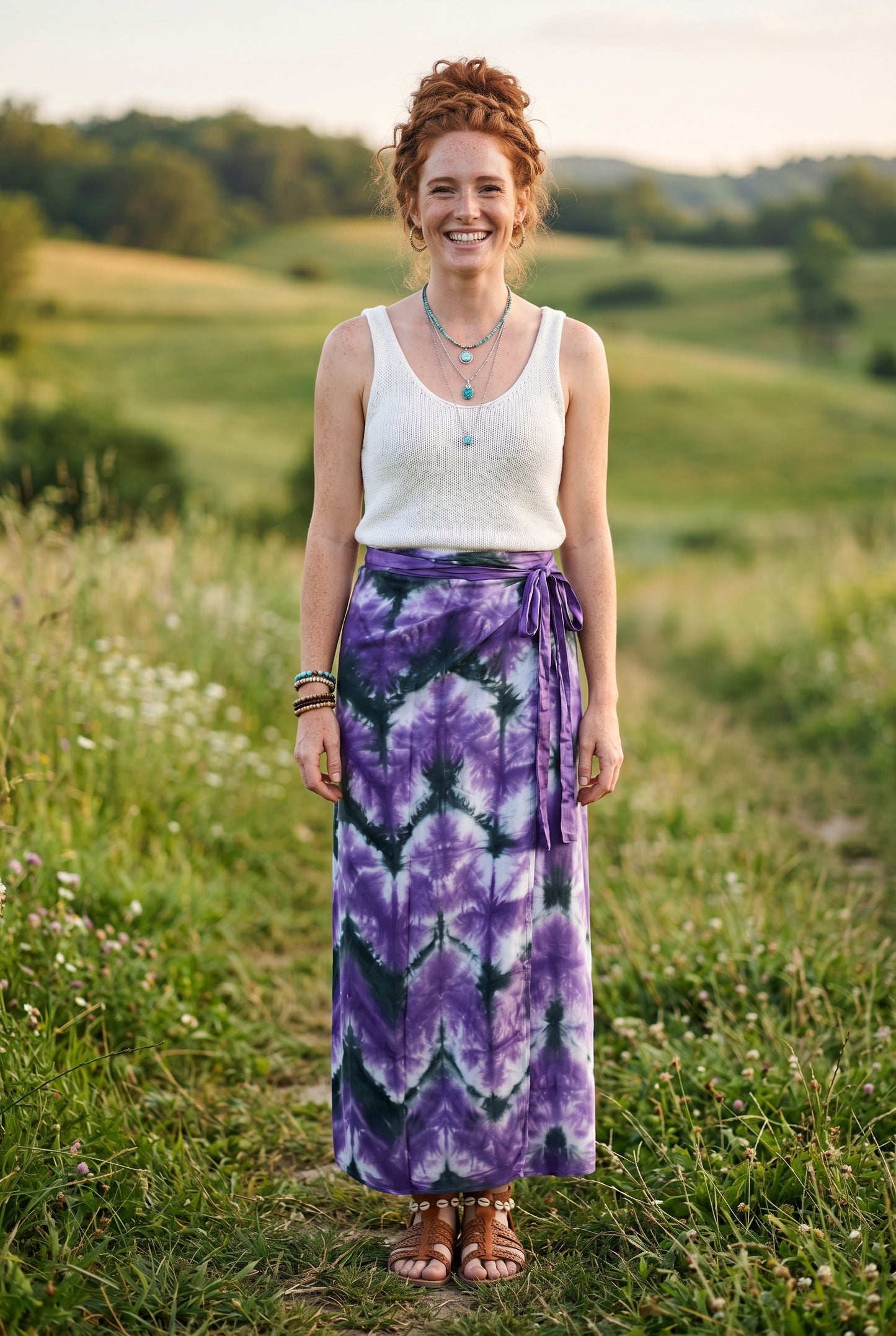Lavinya Batik Sarong – Çift Kullanımlı Mor Desenli Viskon Sarong Etek & Elbise