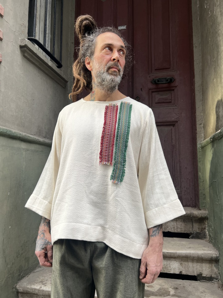 Soren Etnik Dokuma Erkek Bluz – Tek Üretim – %100 Pamuk, Sürdürülebilir