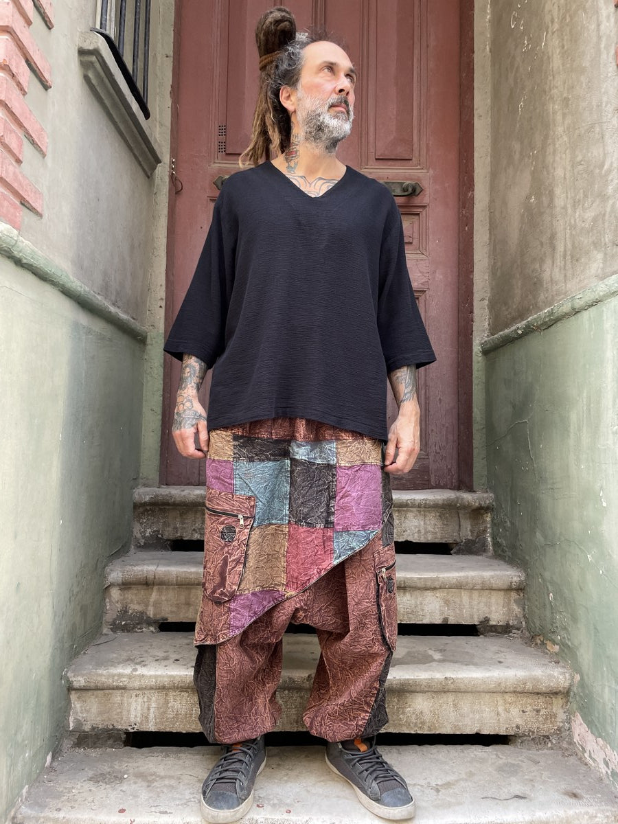 Mevsimlik & Kışlık Kahve Nepal Patchwork Şalvar – Unisex