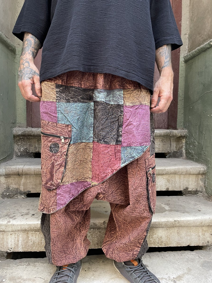 Mevsimlik & Kışlık Kahve Nepal Patchwork Şalvar – Unisex