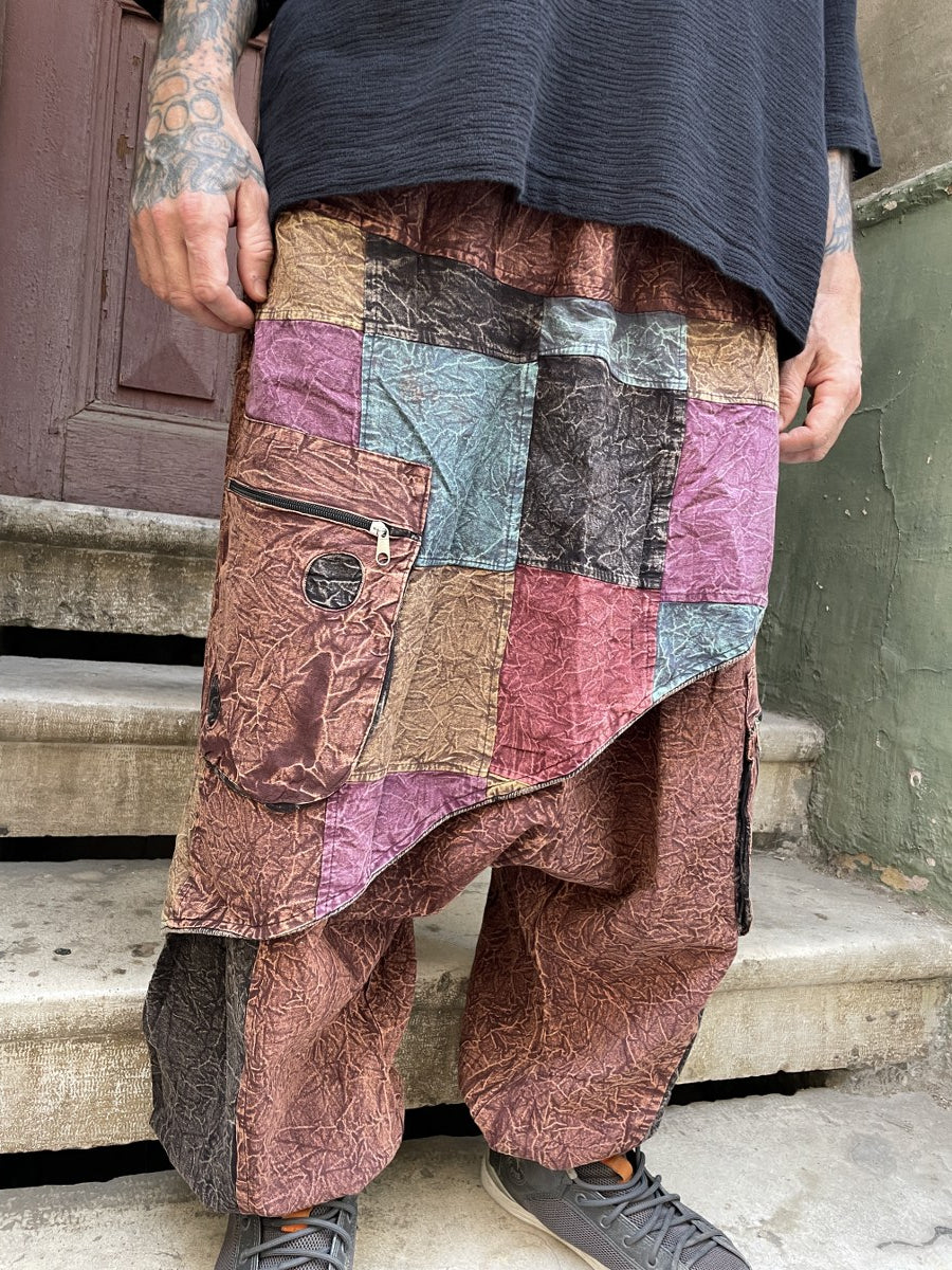 Mevsimlik & Kışlık Kahve Nepal Patchwork Şalvar – Unisex