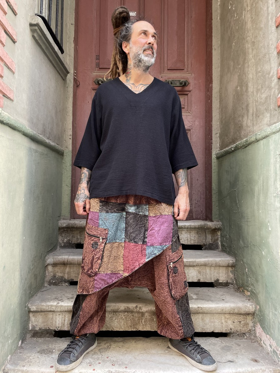 Mevsimlik & Kışlık Kahve Nepal Patchwork Şalvar – Unisex
