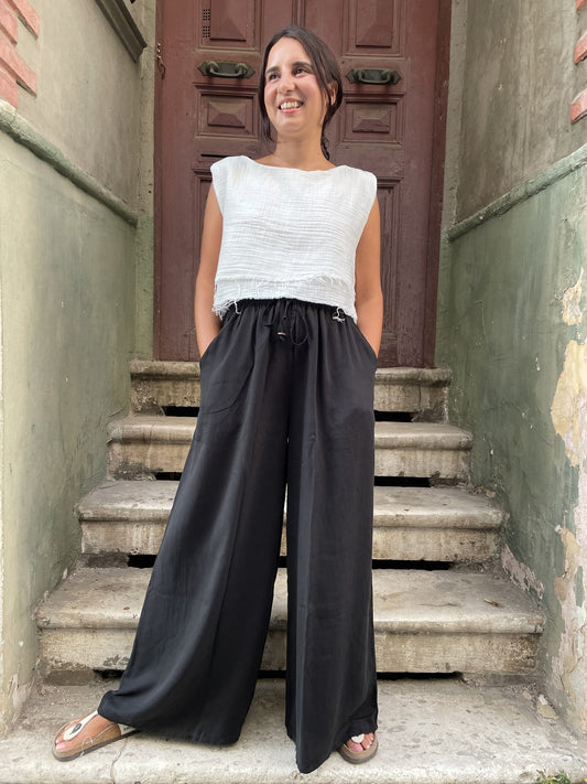 Bohem Kadın Tencel Palazzo Pantolon