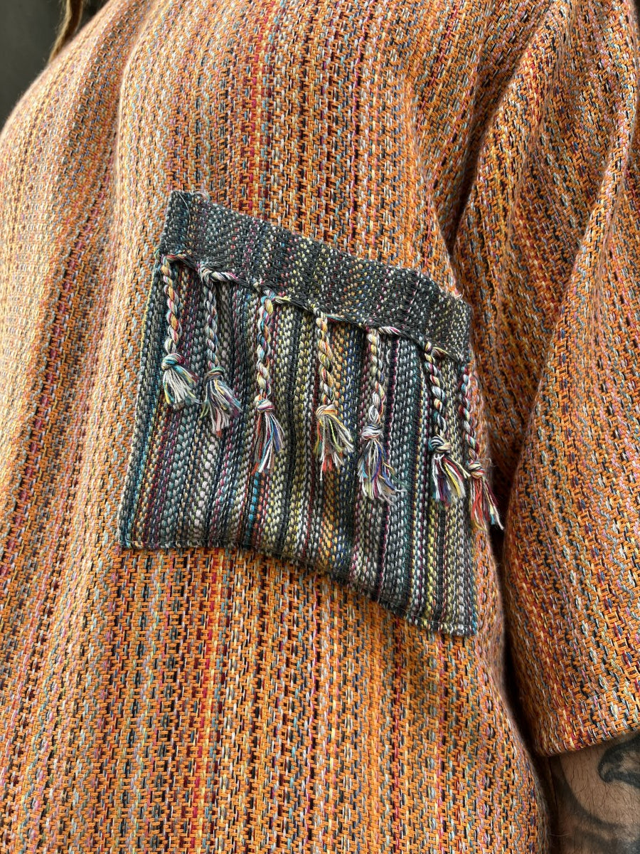 Solis Turuncu Etnik Dokuma Erkek Bluz