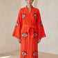 Göz Desenli Müslin Kimono Kaftan – Turuncu