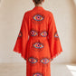 Göz Desenli Müslin Kimono Kaftan – Turuncu