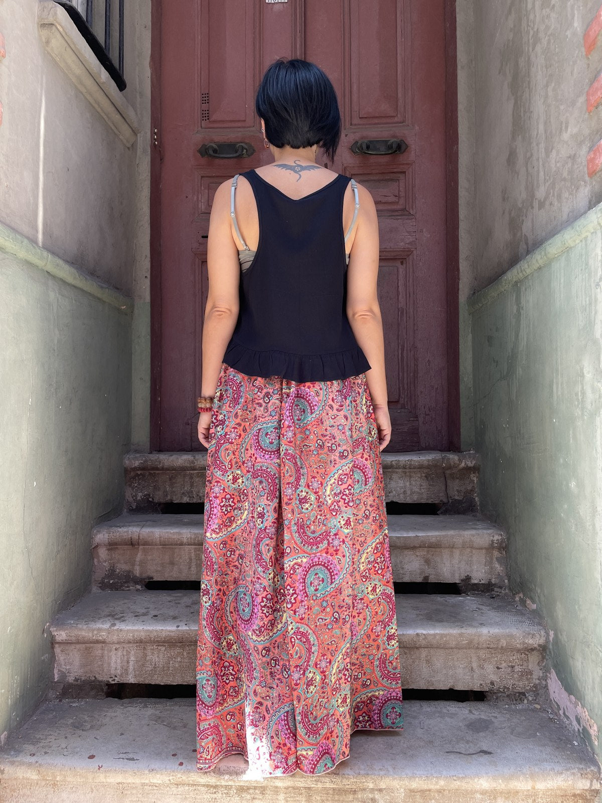 Bohem Nepal Koyu Turuncu İpek Pantolon
