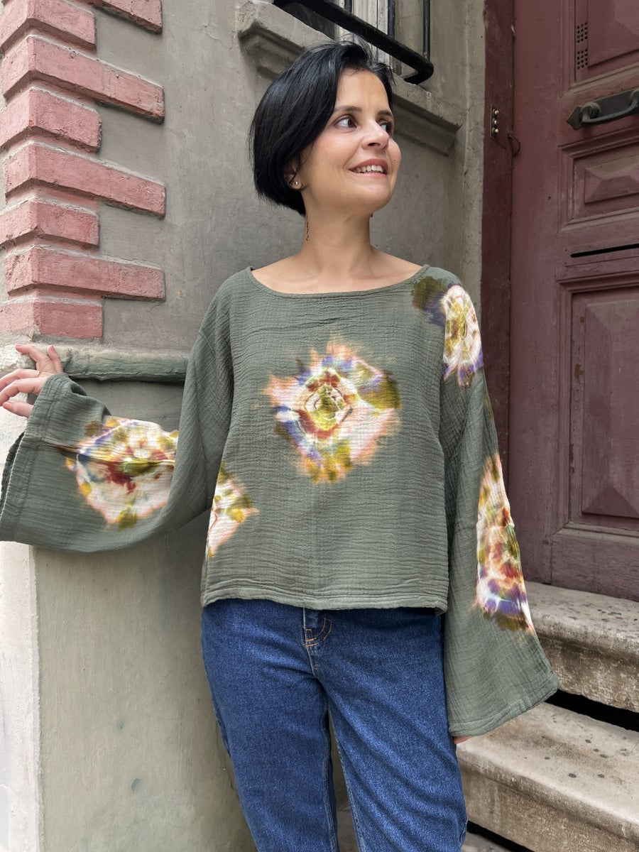 Kadın Batik Bluz Olive Harmony