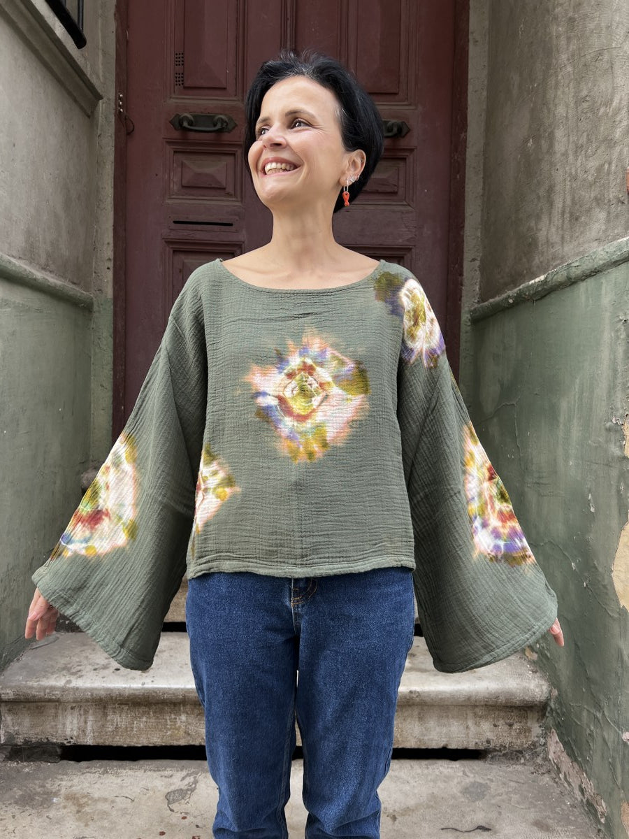 Kadın Batik Bluz Olive Harmony