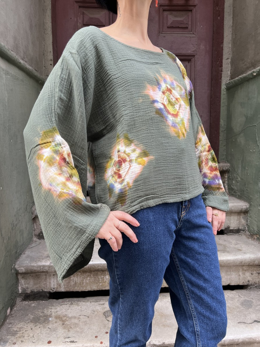 Kadın Batik Bluz Olive Harmony
