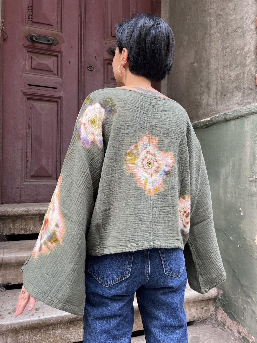 Kadın Batik Bluz Olive Harmony