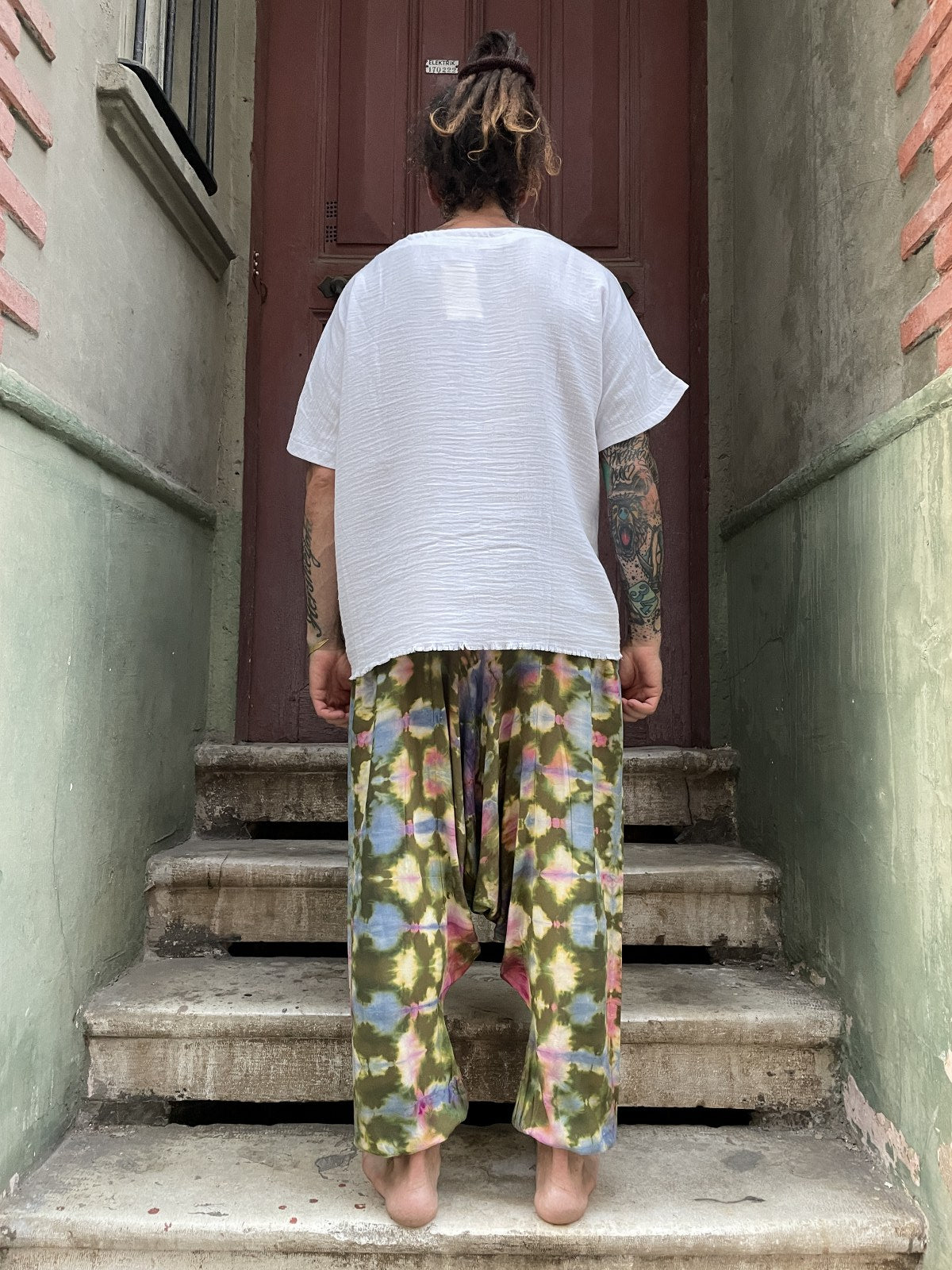 Unisex Batik Yeşil Renkli Pantolon Şalvar