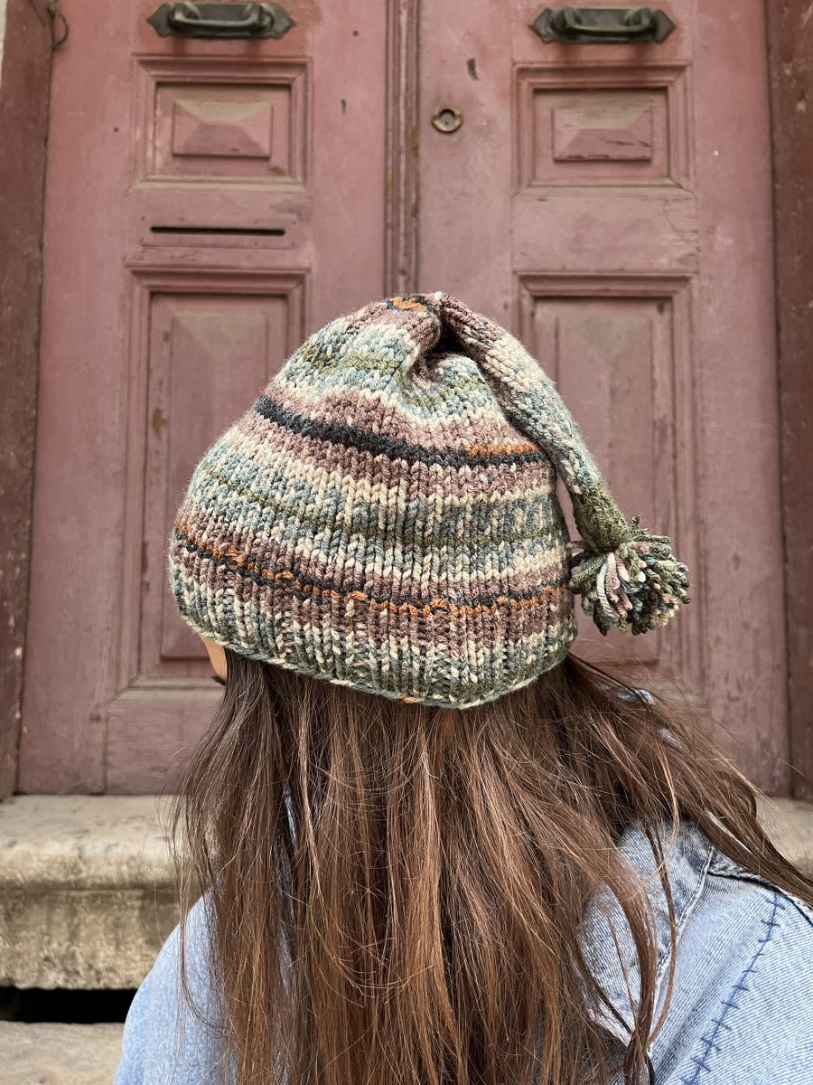 Bohem Yeşil Bej Yün Bere Eldiven Takımı