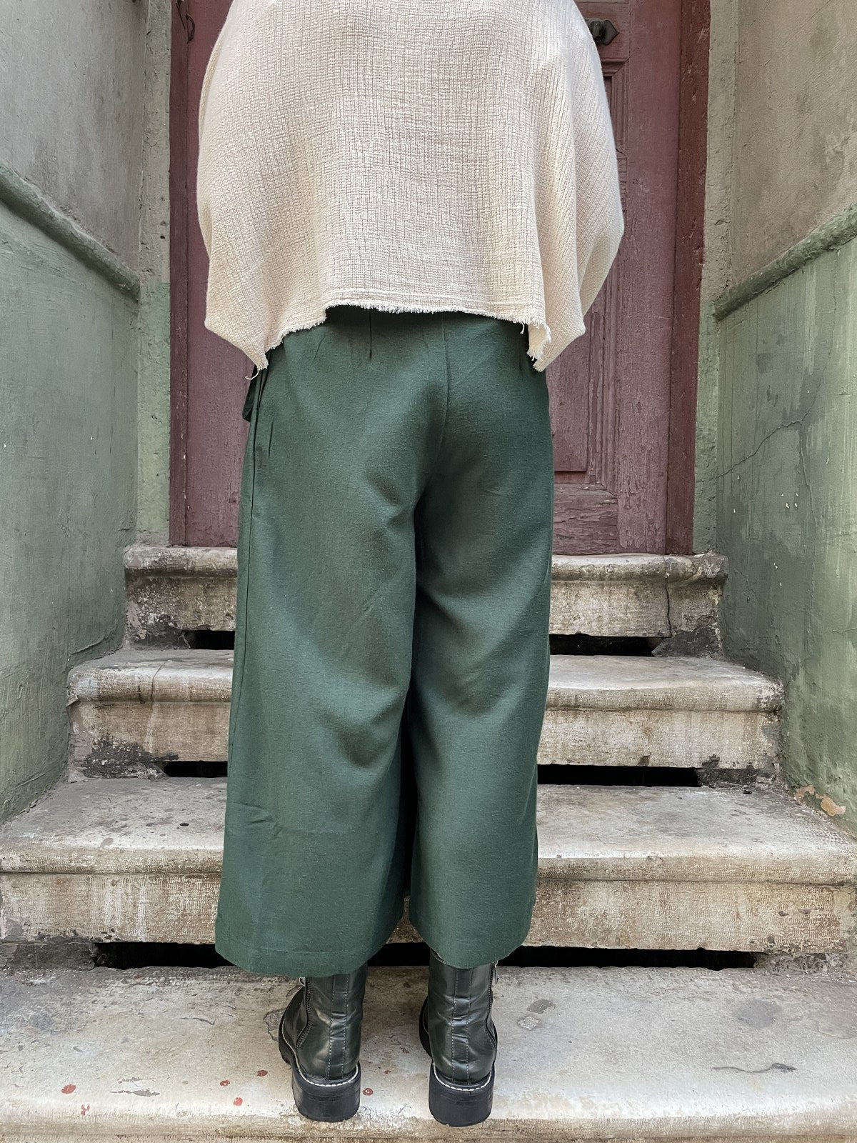 Yeşil Bohem Etekli Kadın Pantolon