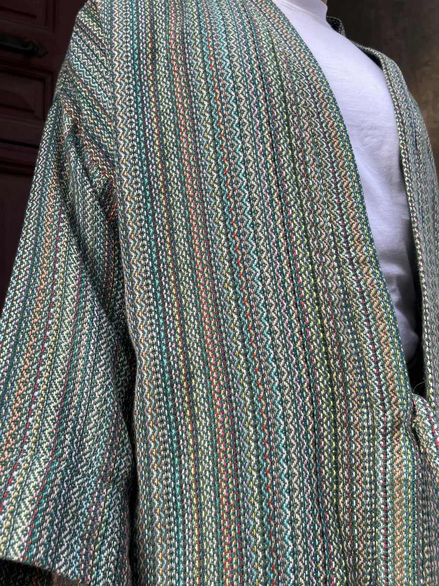 Doğa Nefesi Yeşil Dokuma Erkek Kimono