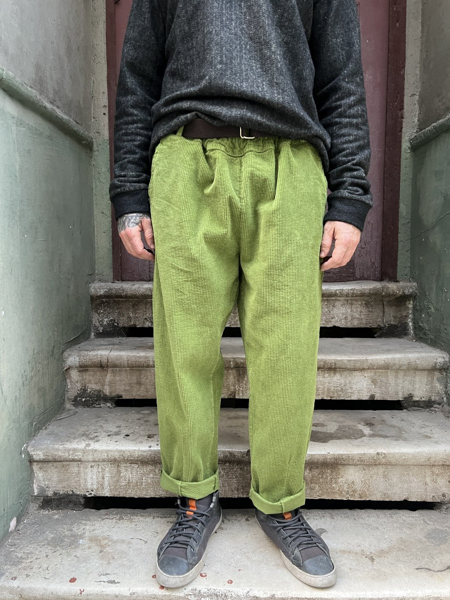 Unisex Fitilli Kışlık Kadife Pantolon Yeşil