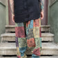 Unisex Nepal Patchwork Yeşil Toprak Pantolon Şalvar