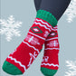 Kalın Yün Kadın Yılbaşı Çorabı – Geyik Desenli, Kırmızı Yeşil Kışlık Çorap