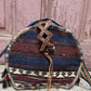 Bohem Oval Kilim Deri Kahve Lacivert Omuz Çantası