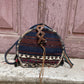 Bohem Oval Kilim Deri Kahve Lacivert Omuz Çantası