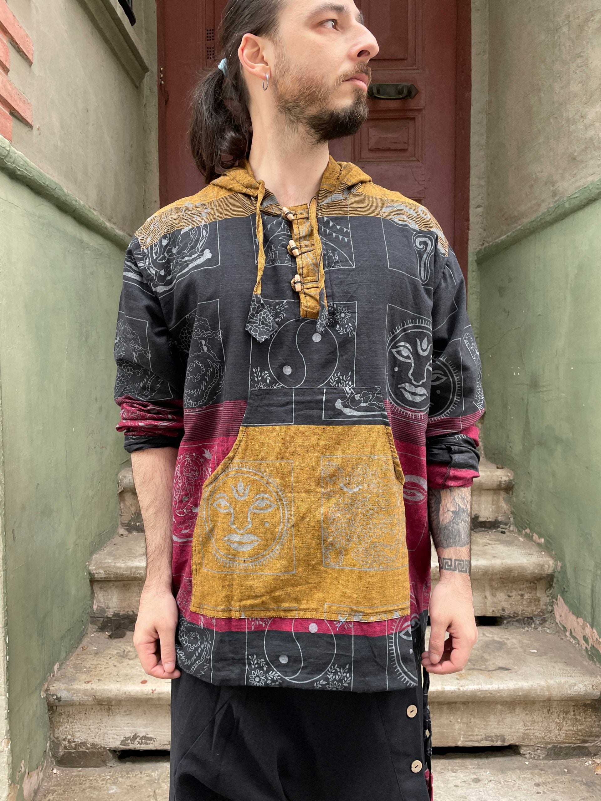 Unisex Nepal Ying Yang Kapüşonlu Gömlek