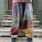 Unisex Nepal Yeşil Dalga  Patchwork Şalvar Pantolon