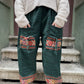 Unısex Çizgili Nepal Yün Petrol Siyah Pantolon