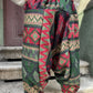 Unısex Nepal Yün Yeşil Kırmızı Şalvar Pantolon