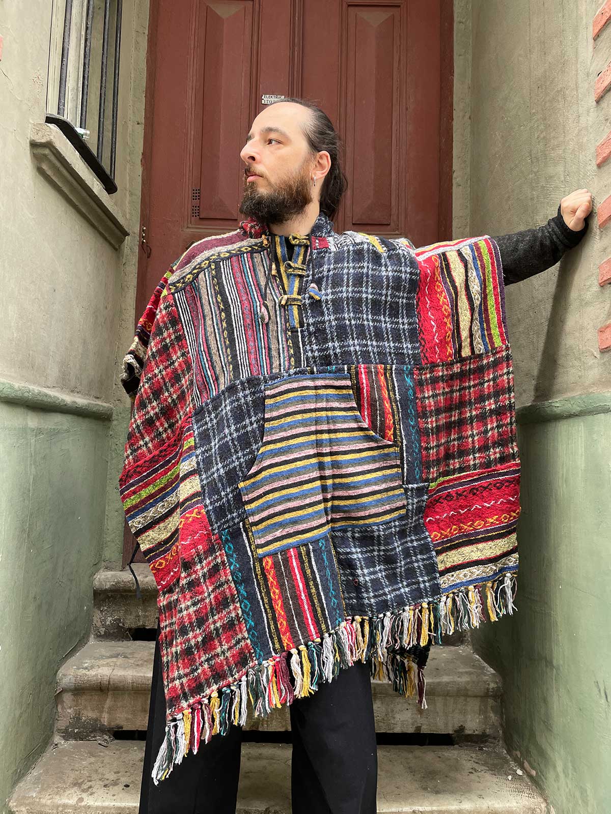 Unisex Nepal Patchwork Renkli Gheri Panço