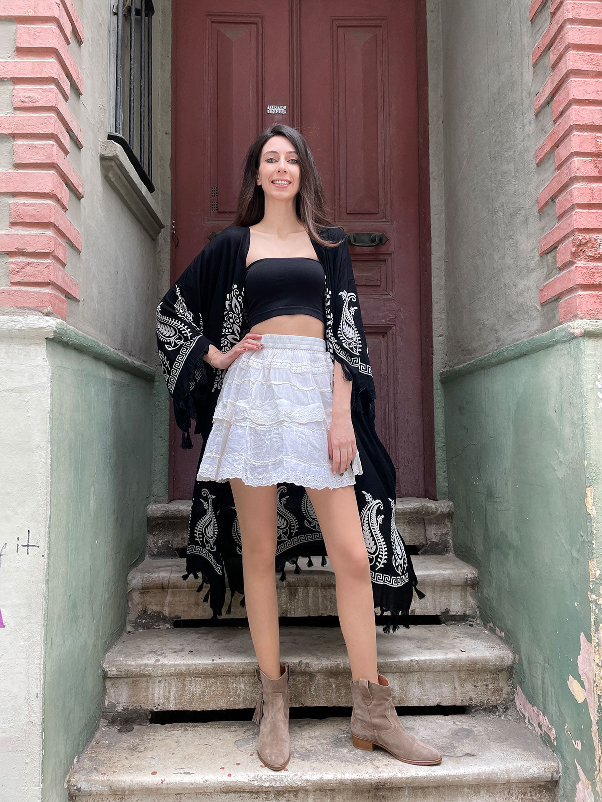 Bohemian Cream Mini Skirt – Boho Yaşam
