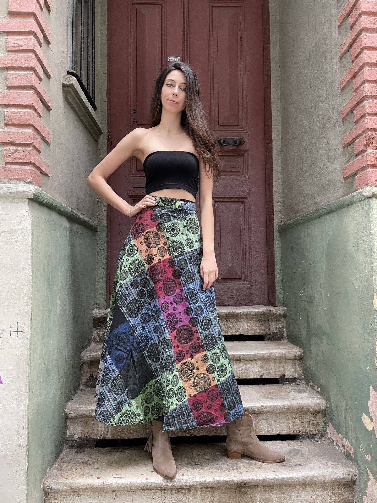 Nepal Bohemian Tie Mandala Skirt