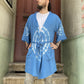 Unisex Bohem Mavi Batik Kimono