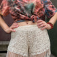 Women's Lacy Cream Tasseled Shorts