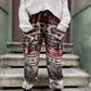 Unısex Çizgili Nepal Yün Ok Desenli Bej Bordo Pantolon