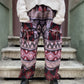Unısex Çizgili Nepal Yün Etnik Desenli Mor Bordo Pantolon